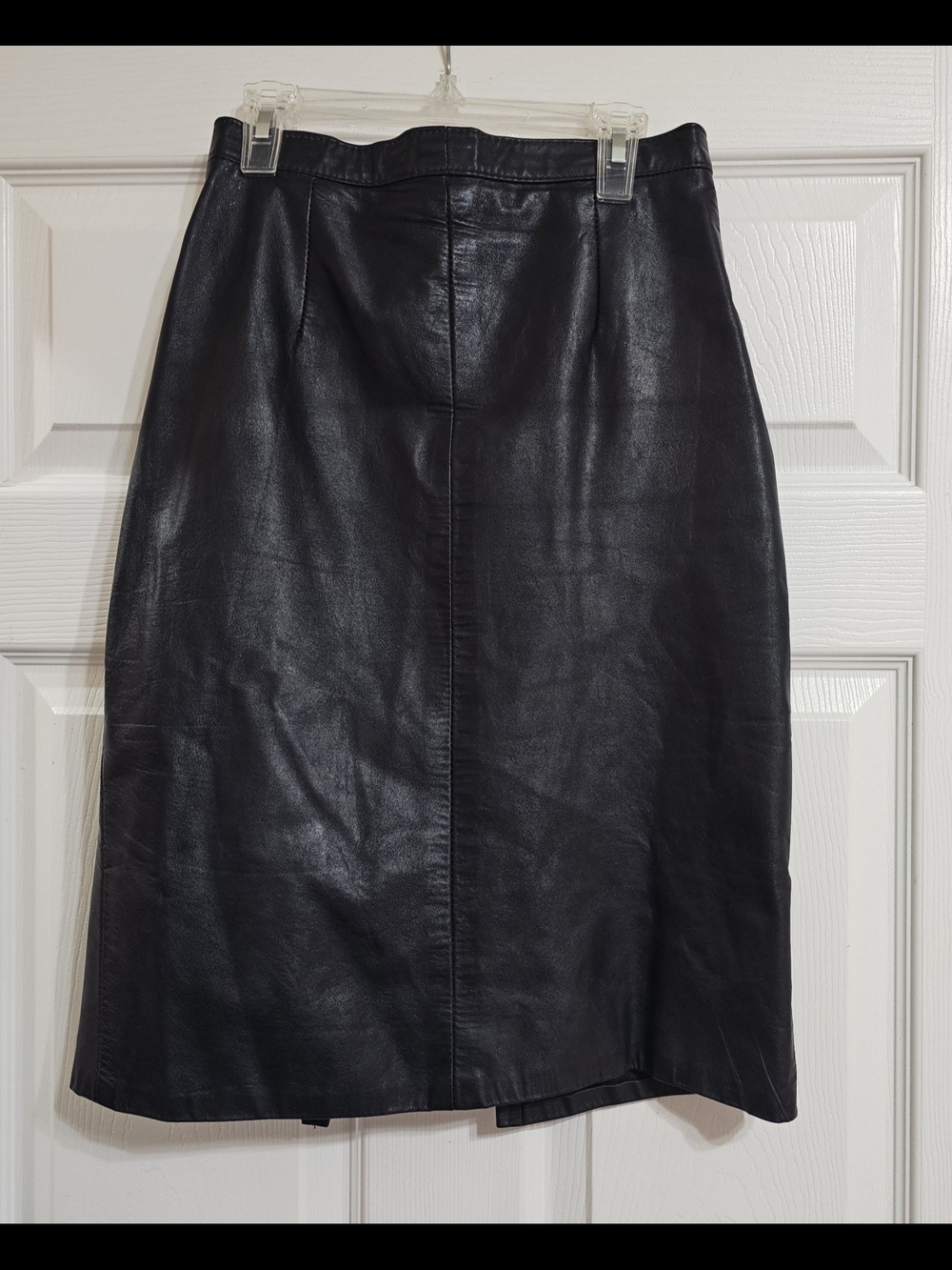 Vintage Classic Black Leather Pencil Skirt